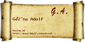 Güns Adolf névjegykártya